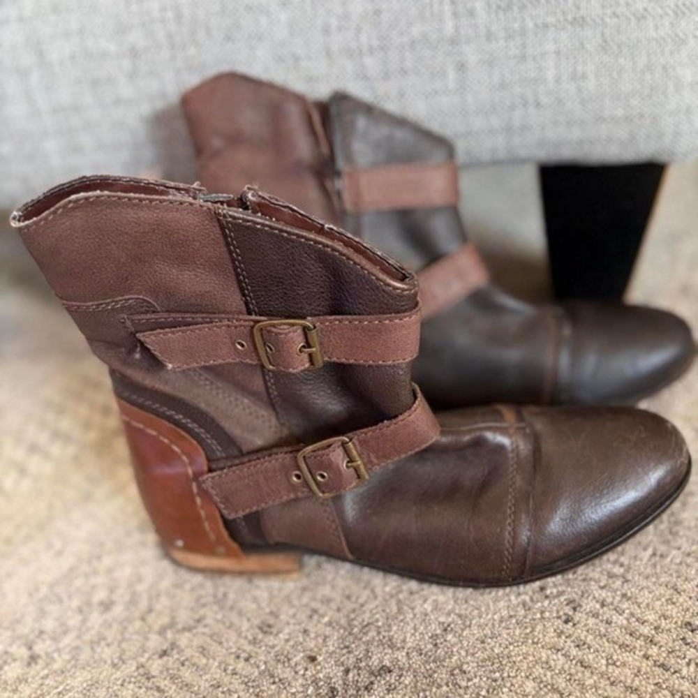 Mixed media indie funky boots grunge earthy moto unique steampunk 9